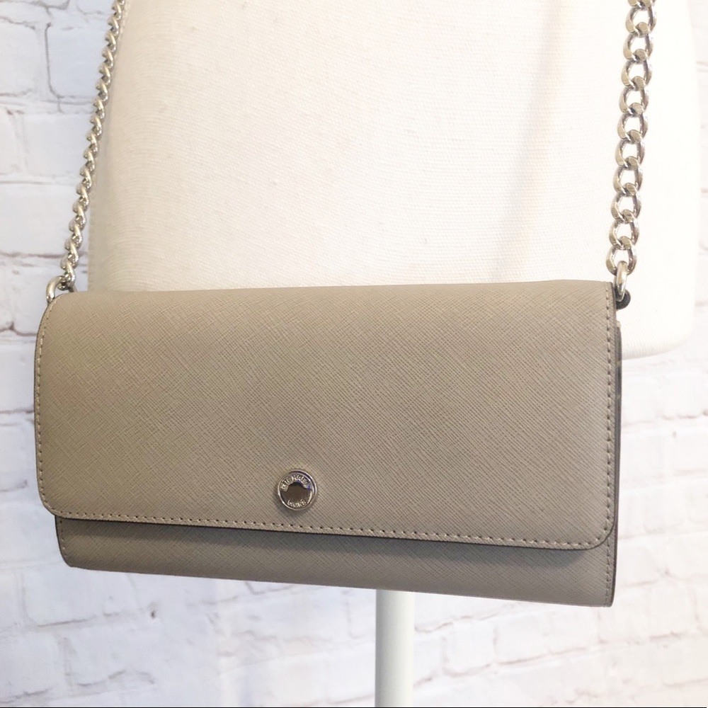 Michael Kors Grey Wallet on a Chain Crossbody